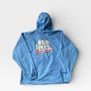 Blue Hooded Windbreaker with Logo